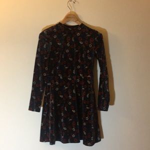 Topshop crushed velvet floral high neck dress sz 6